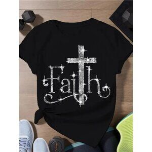 Plus Size T-Shirt - Women'S Fun Printed T-Shirt - Casual Faith Tshirt